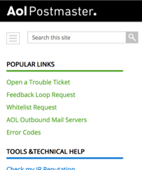 AOL Postmaster Pages