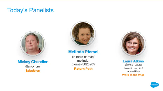 An image showing 3 panelists for the talk: Mickey Chandler then Principal, Privacy & Deliverability Compliance at Salesforce, Melinda Plemel then Director of Anti Spam Intelligence at Return Path and Laura Atkins the Founder and CEO of Word to the Wise
An image showing 3 panelists for the talk: Mickey Chandler then Principal, Privacy & Deliverability Compliance at Salesforce, Melinda Plemel then Director of Anti Spam Intelligence at Return Path and Laura Atkins the Founder and CEO of Word to the Wise